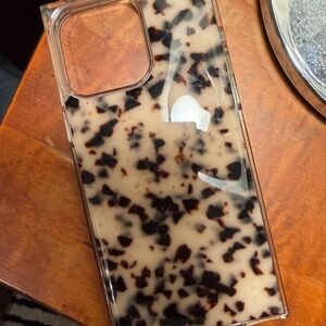 Elegant Tortoise Shell Phone Case - Black and Cream